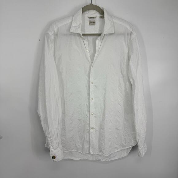 Culturata Button Up shirt Mens size XL 17.5 44 Cotton White Circles long sleeves - Picture 9 of 10